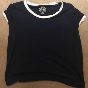 Navy blue ringer cropped tee